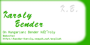 karoly bender business card